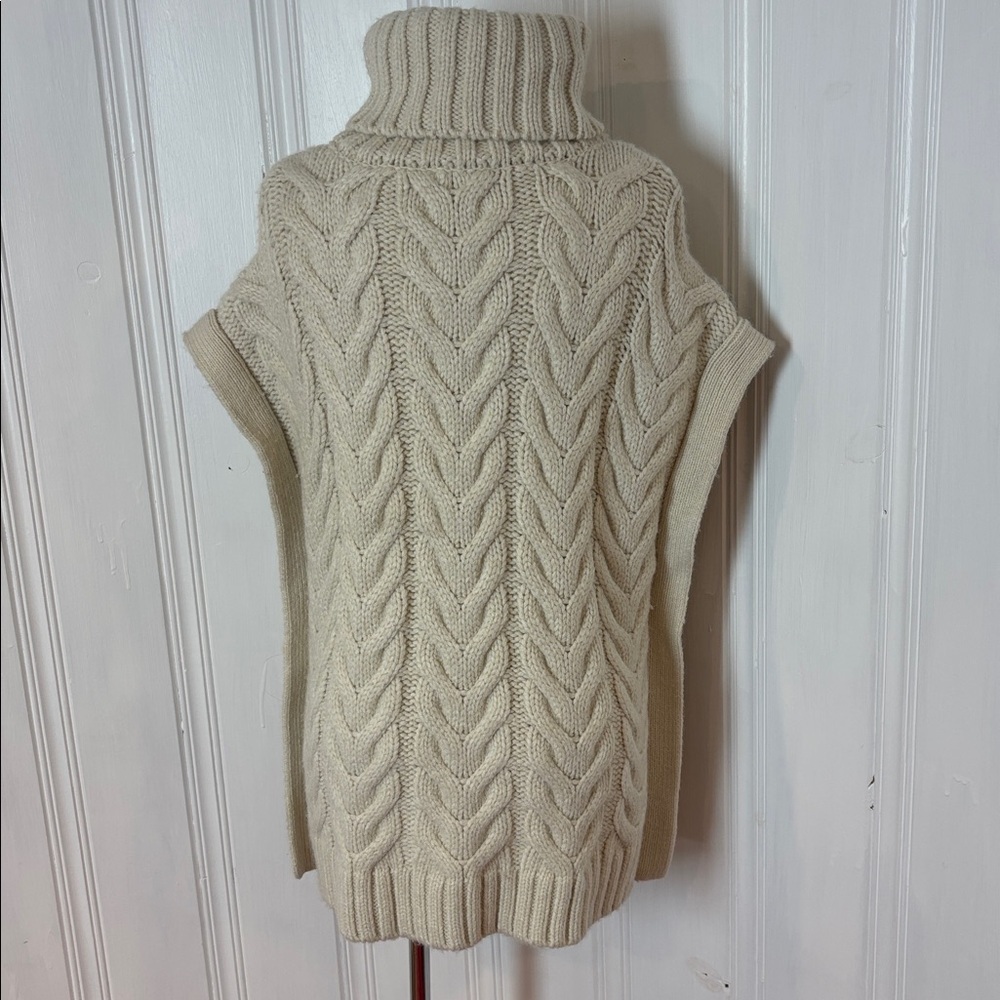 ZARA Oversized Cable Knit Turtleneck Sweater Vest – Cream | Size Medium - Picture 4 of 8